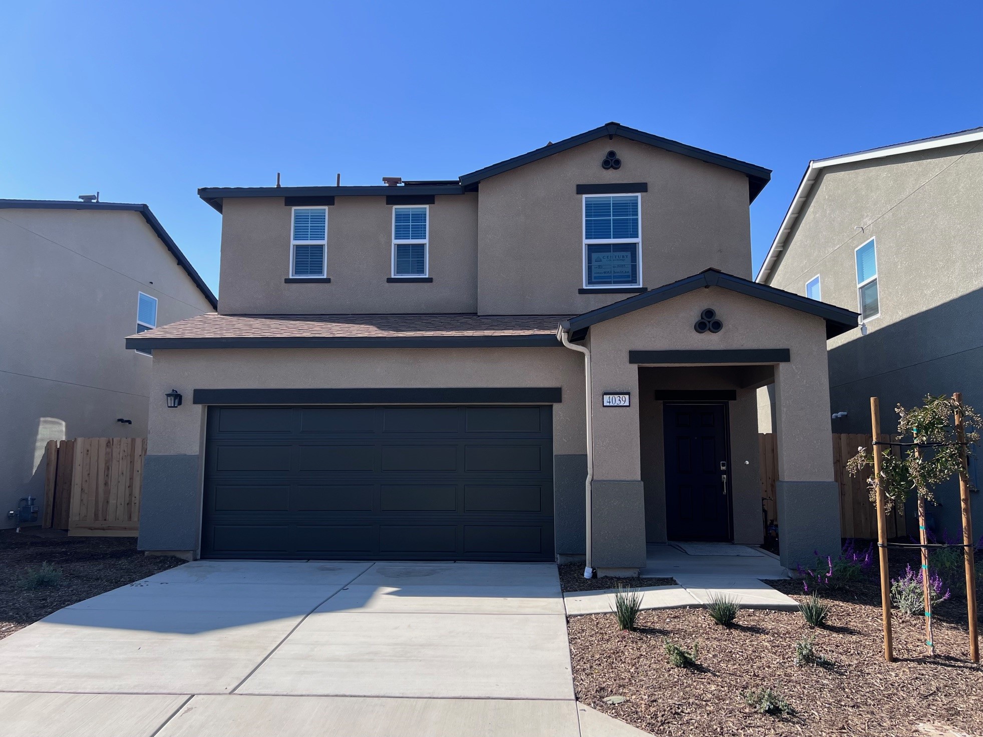A house with a garage.
