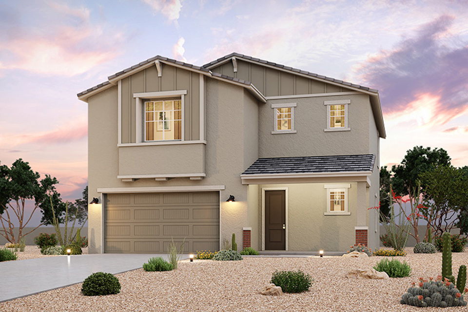 A house with a garage.