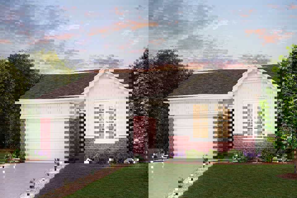 A house with a pond in the front.