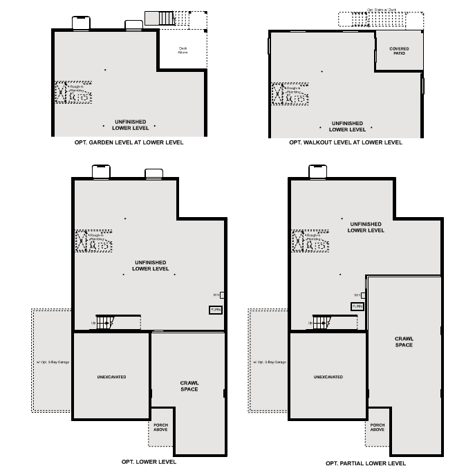 Diagram, engineering drawing. Livingston Floorplan, Basement Options