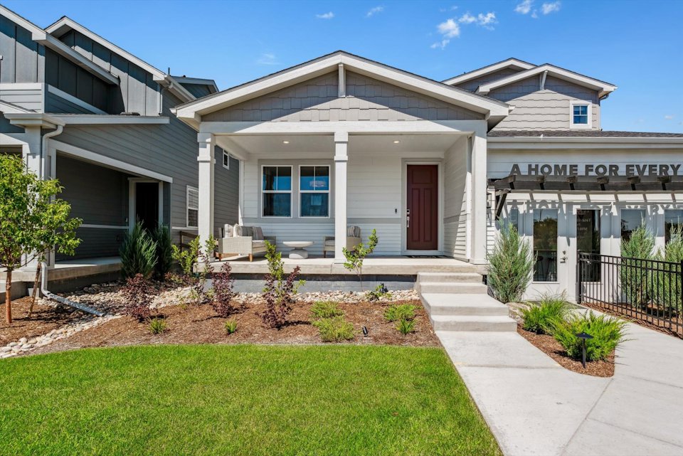 A house with a front yard.