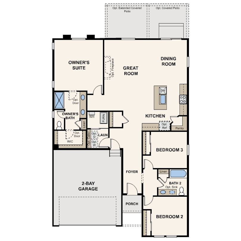 Diagram, engineering drawing. Cimarron floorplan image Main Level