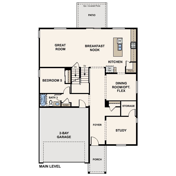 Diagram, engineering drawing. Tahoe Floorplan, Main Level