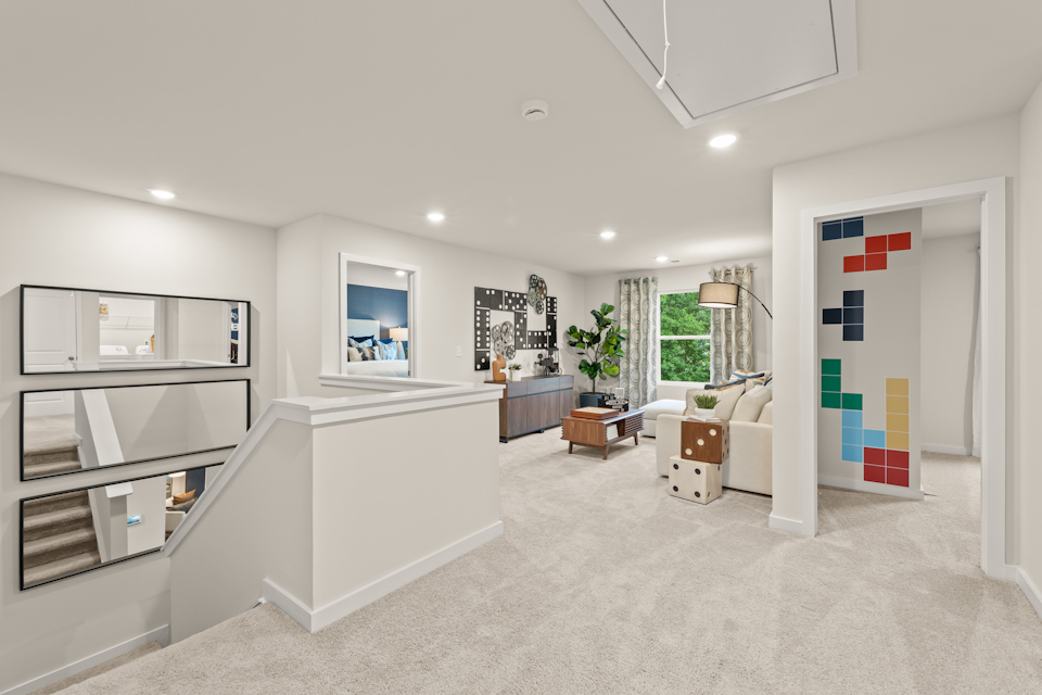 A modern looking living room.