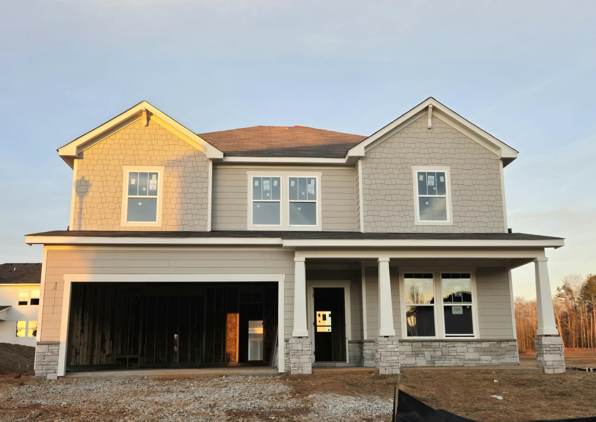 A house with a garage.