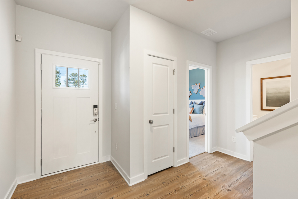 A room with white doors.