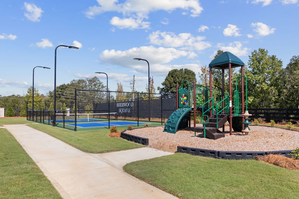A playground with a slide.