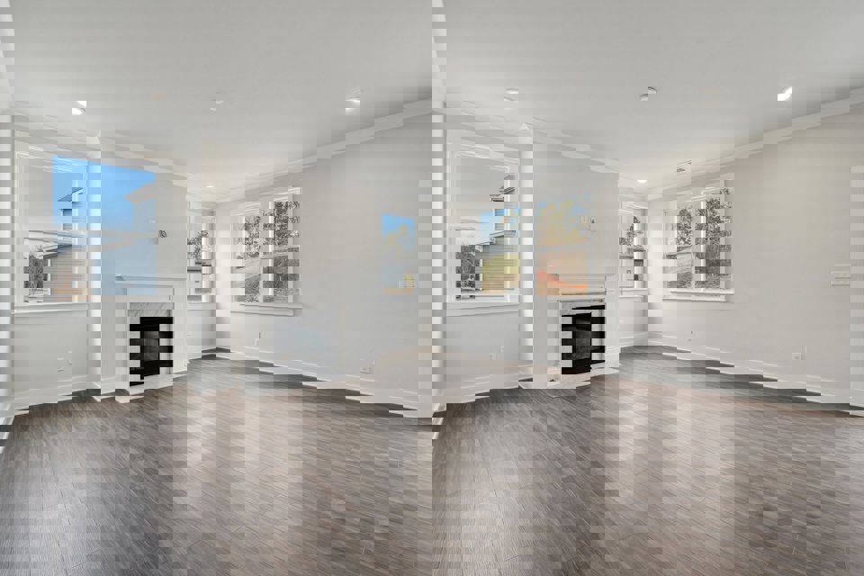 A large empty living room.