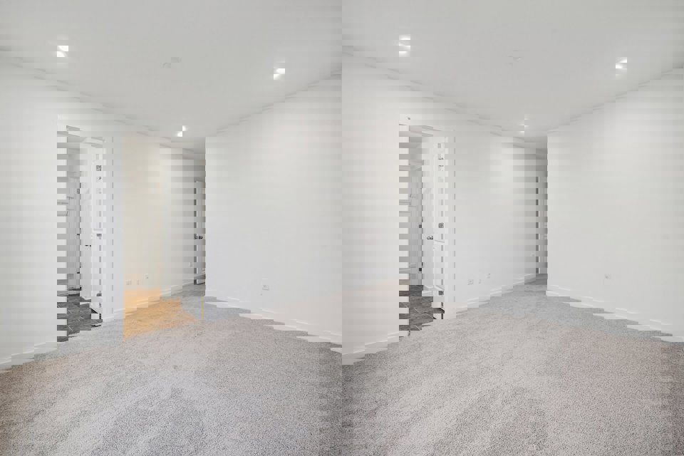 A room with white walls.