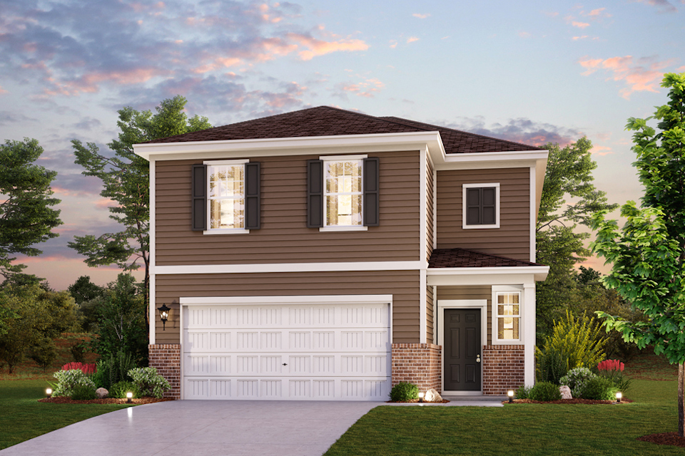 A house with a garage.