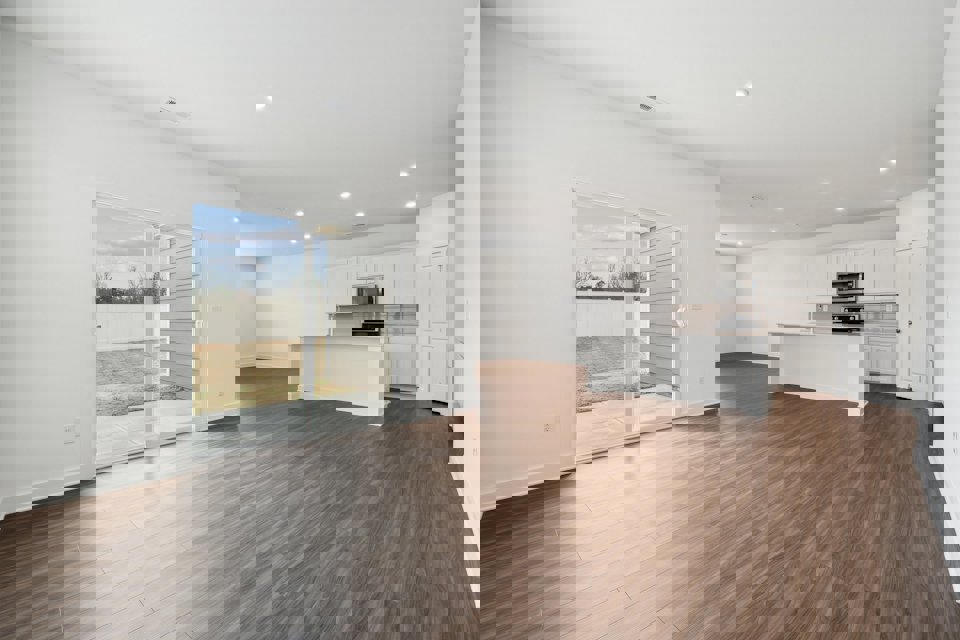 A large empty living room.