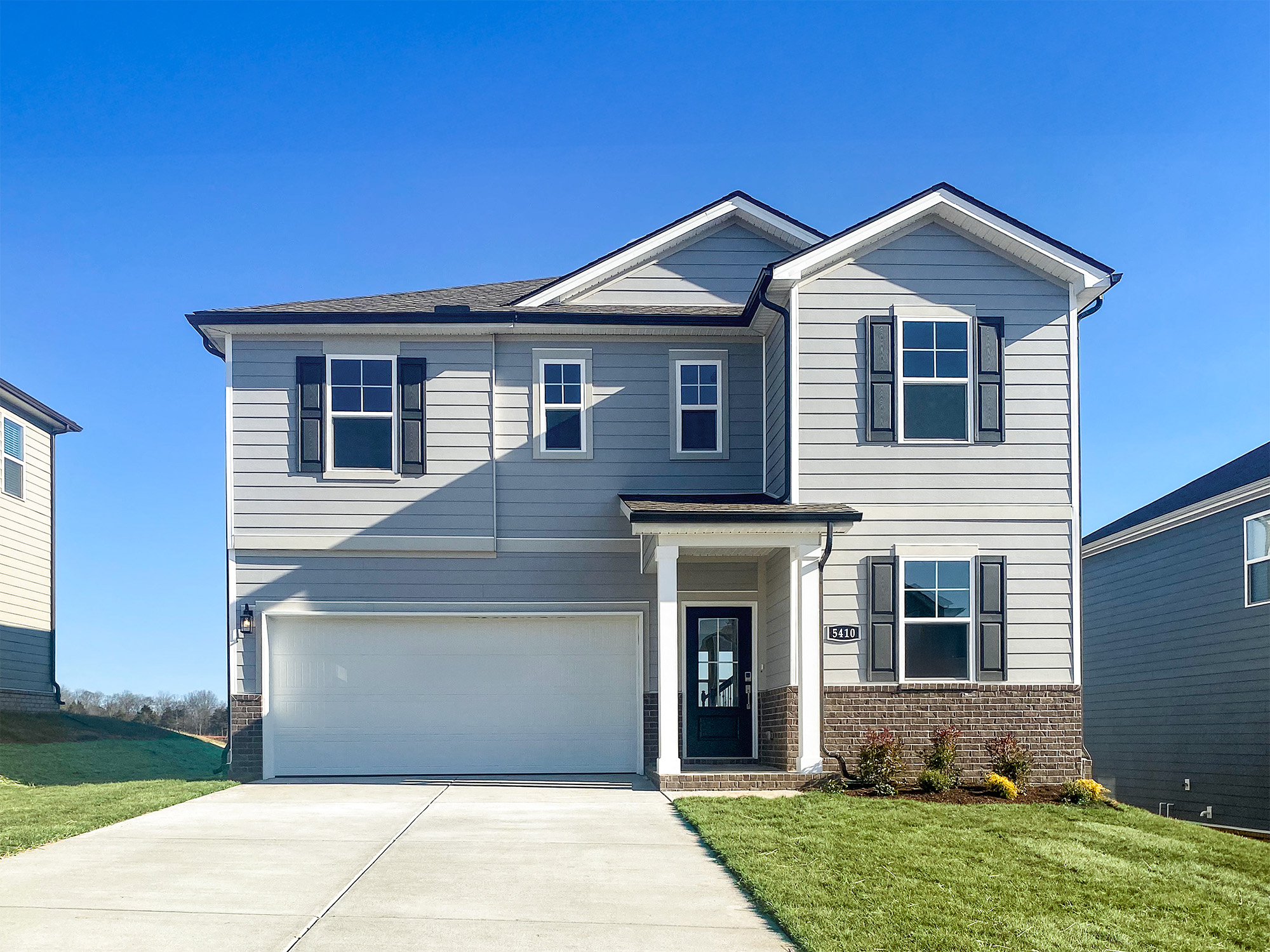 A house with a garage.