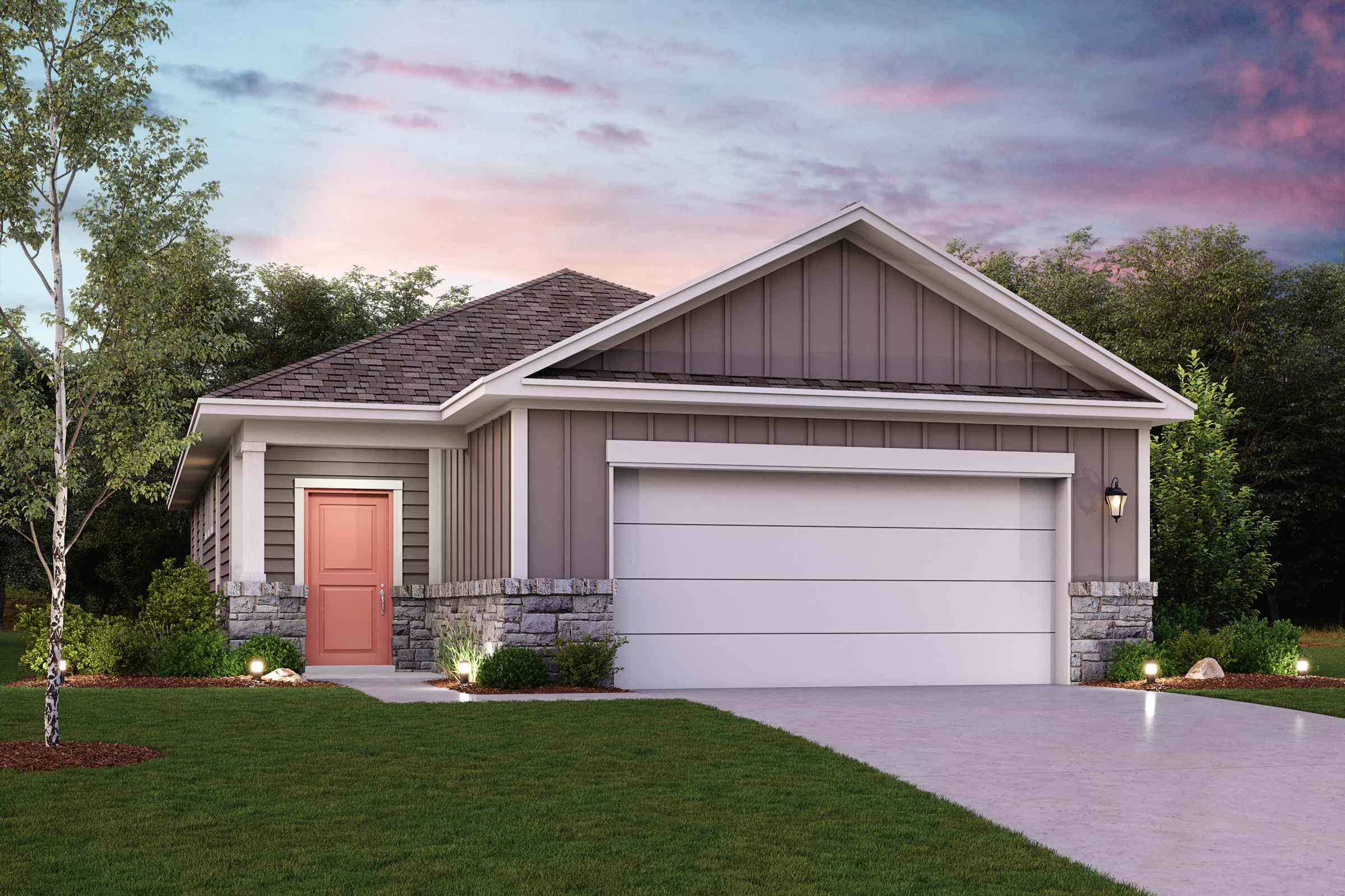 A house with a garage.