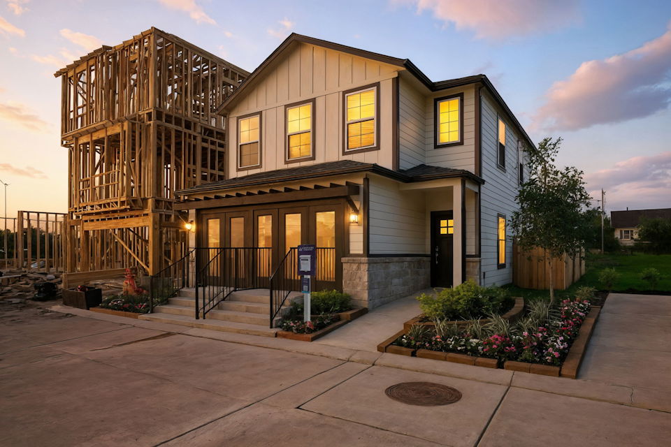 A house with a large front yard.