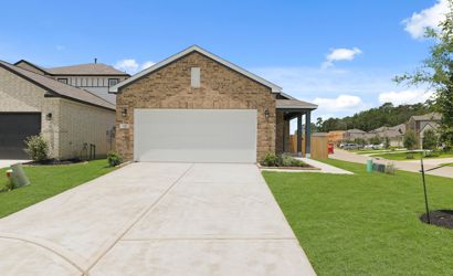 A driveway leading to a house.
