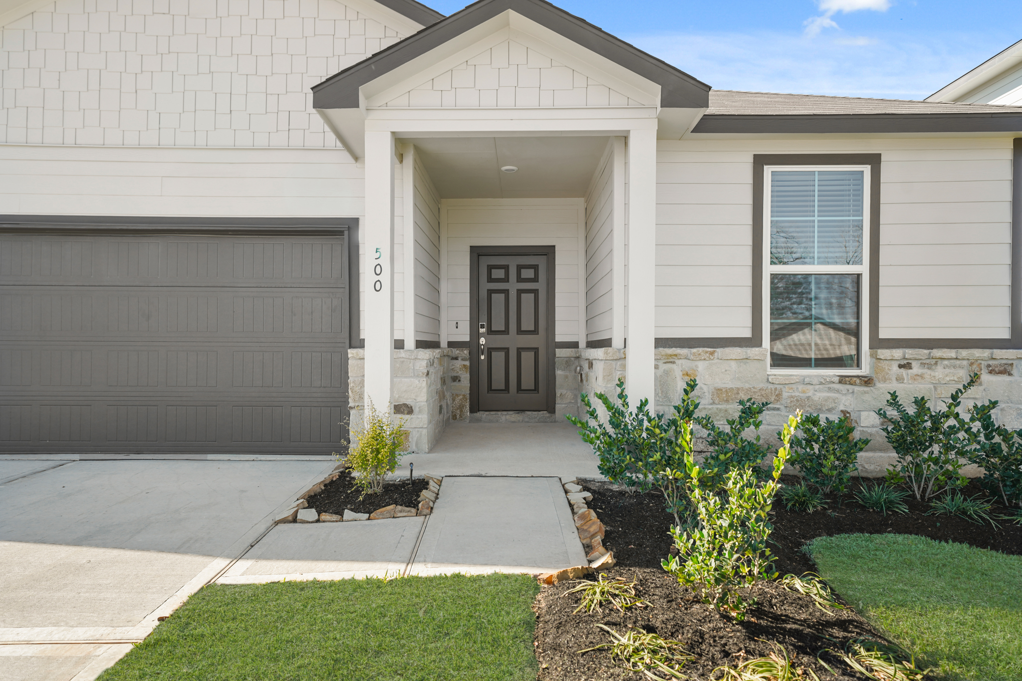 A house with a garage.