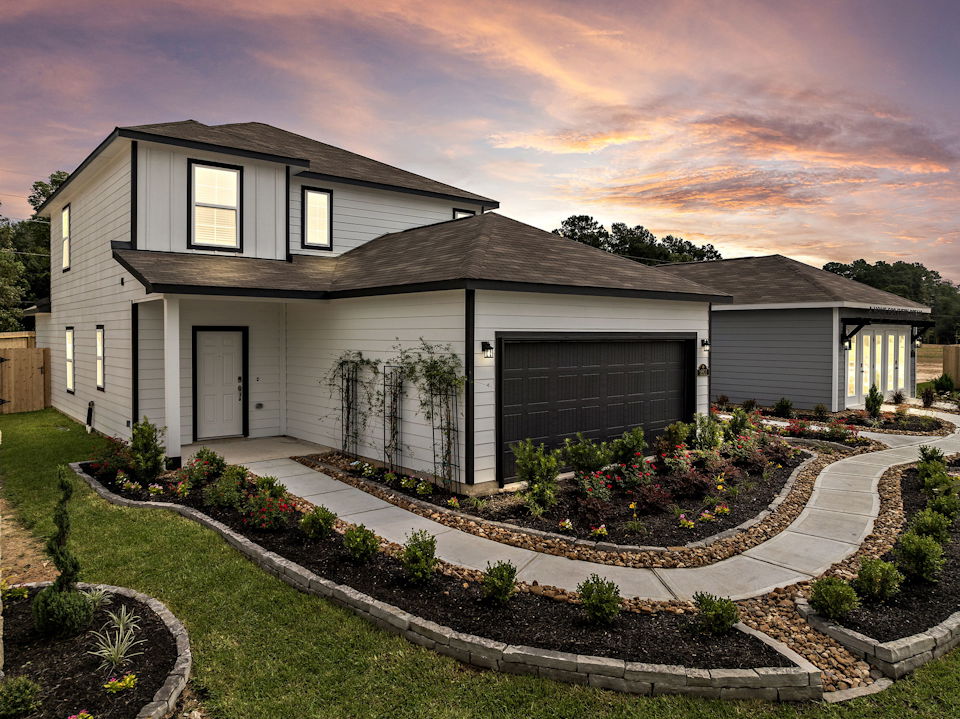 A house with a driveway.
