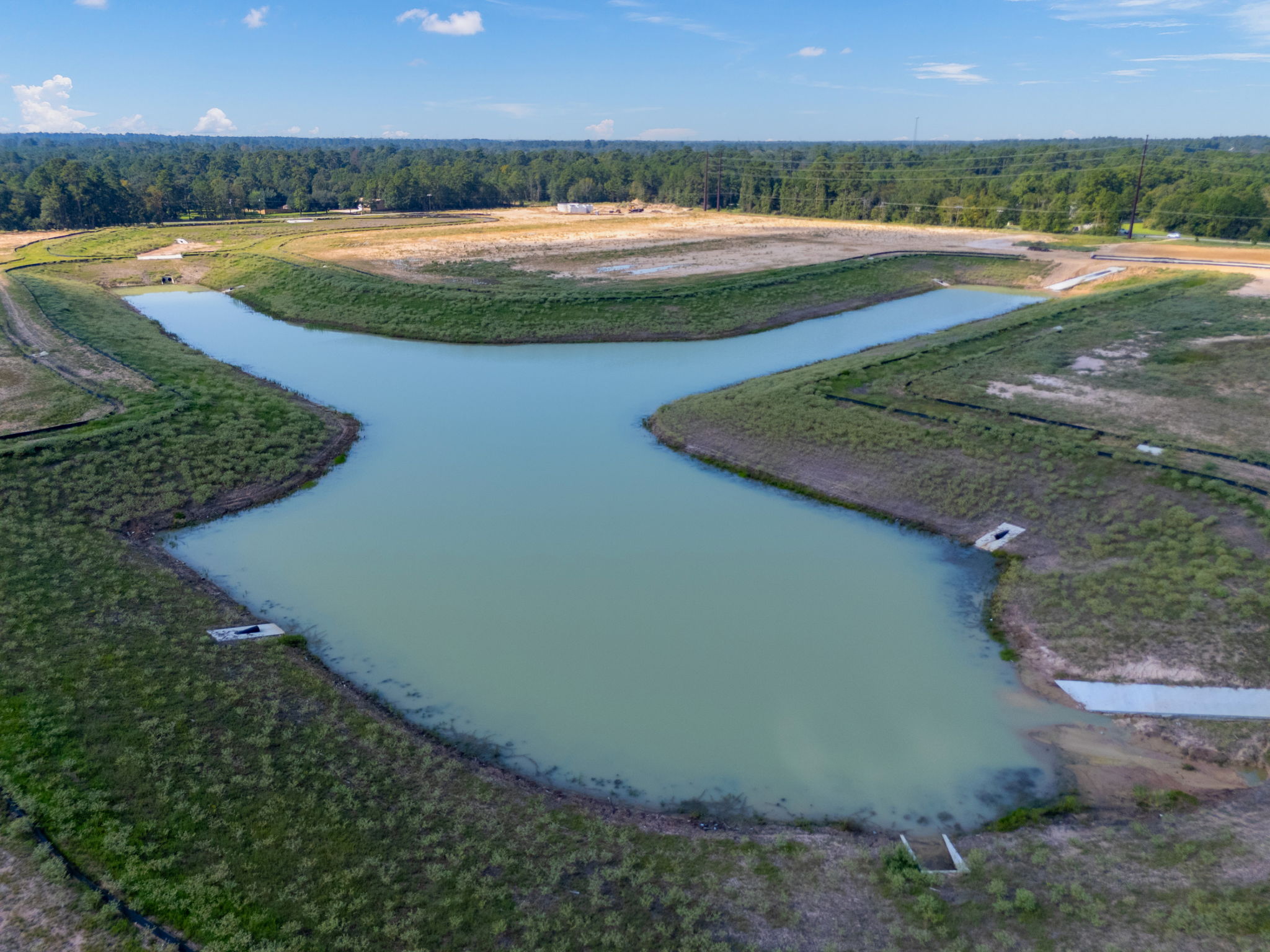 A river with a small waterfall.