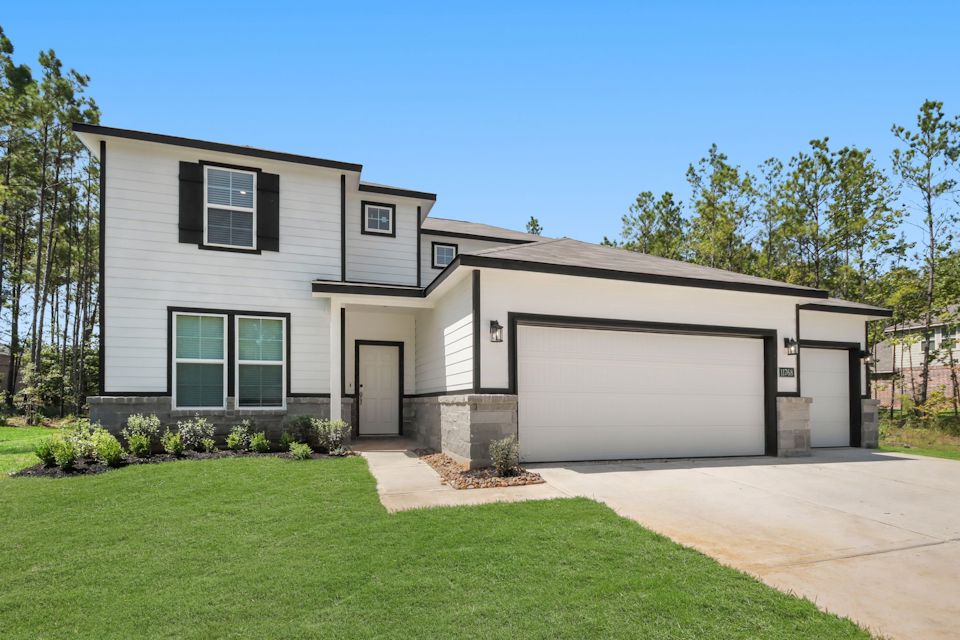 A house with a garage.