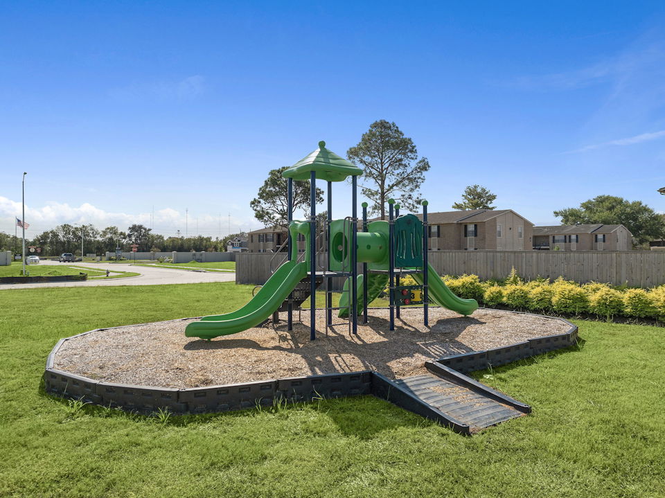 A playground with a slide.