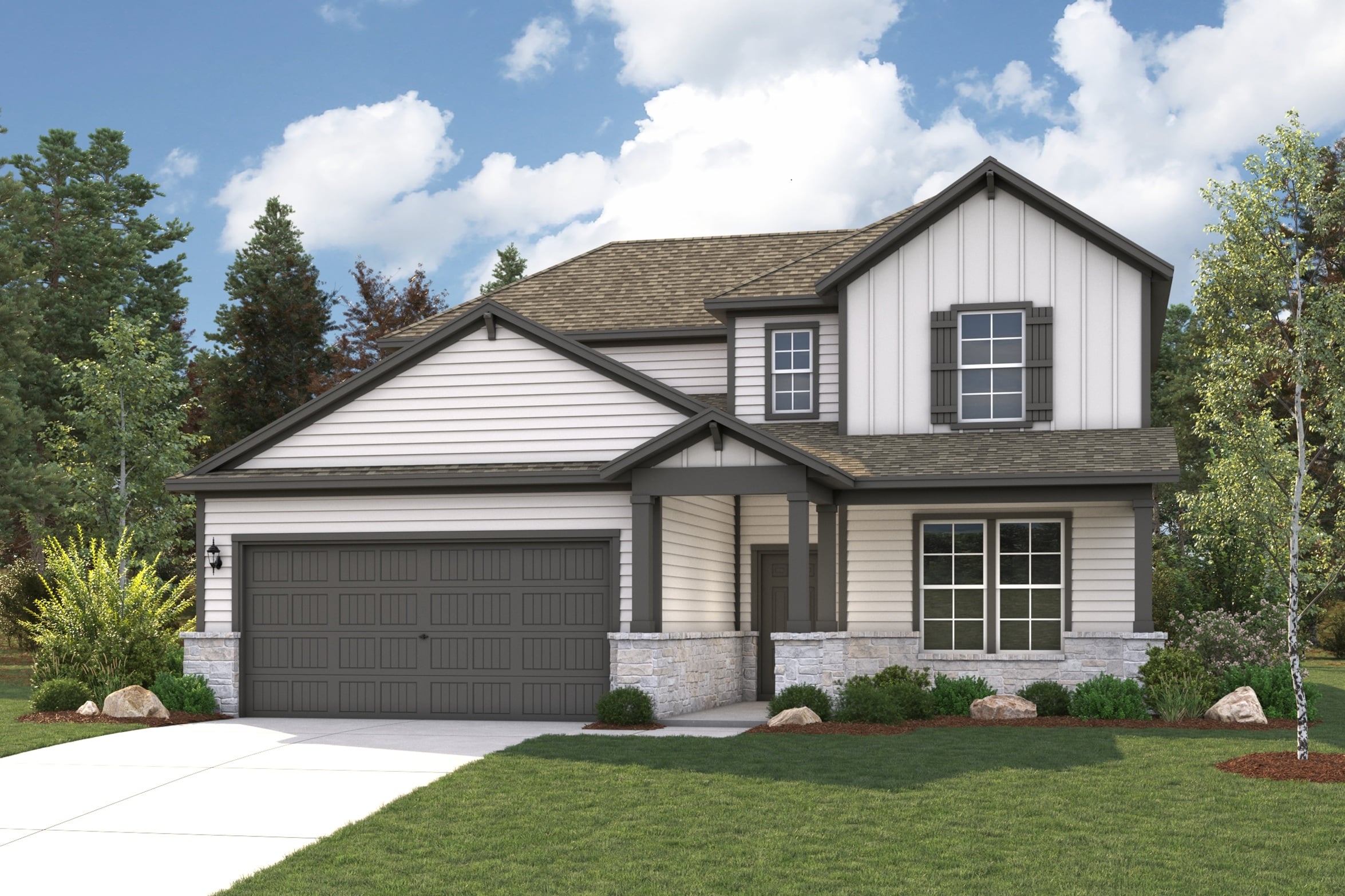 A house with a garage.