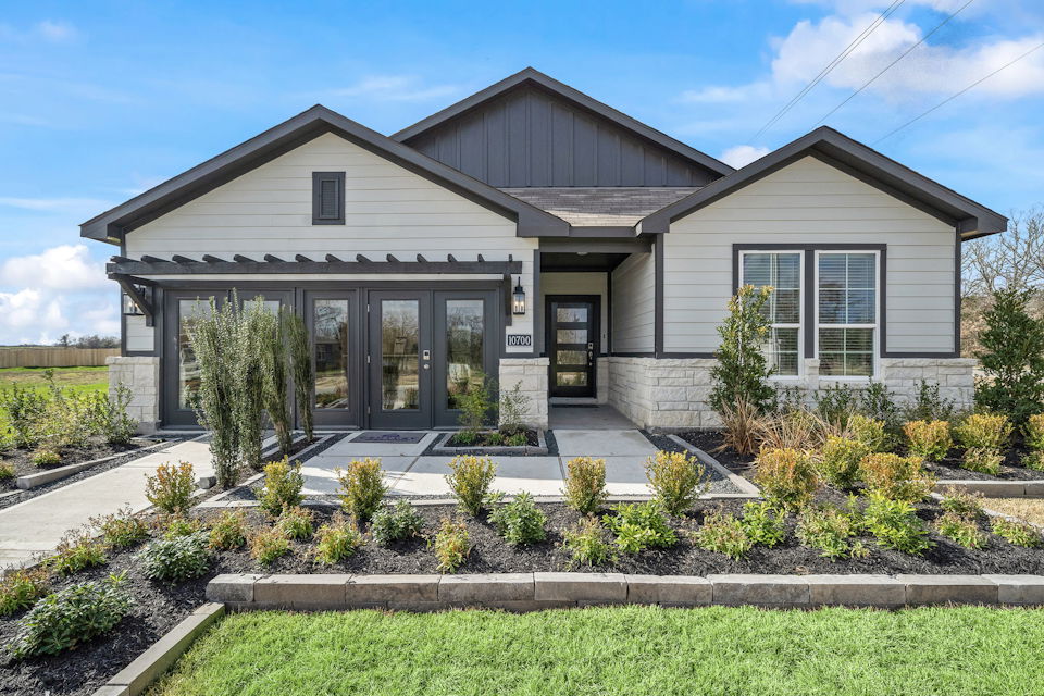 A house with a driveway.