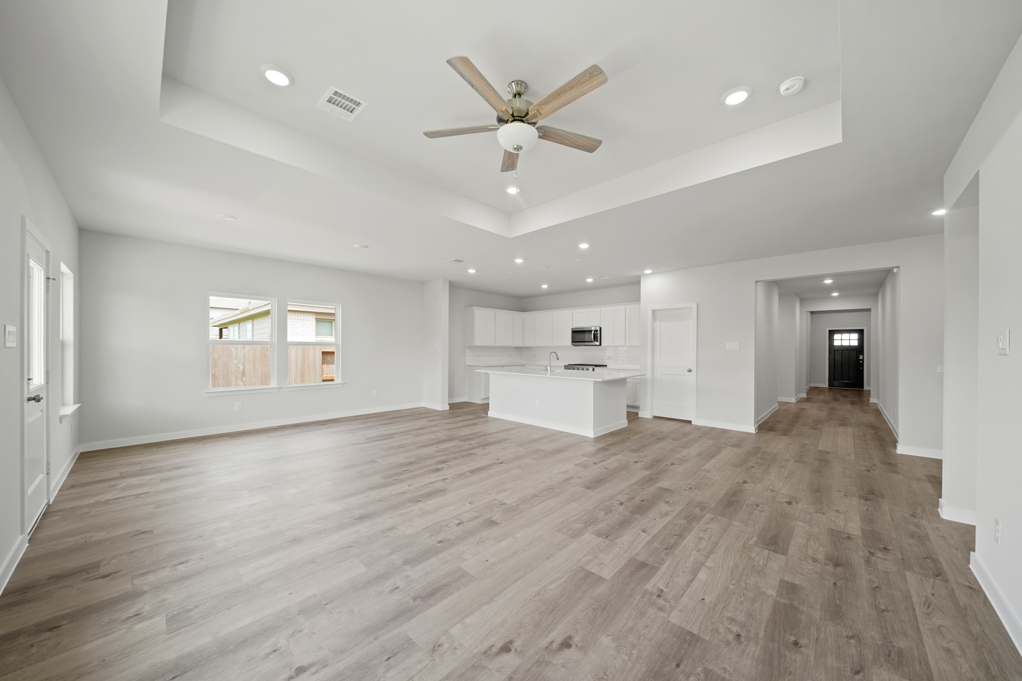 A large empty living room.