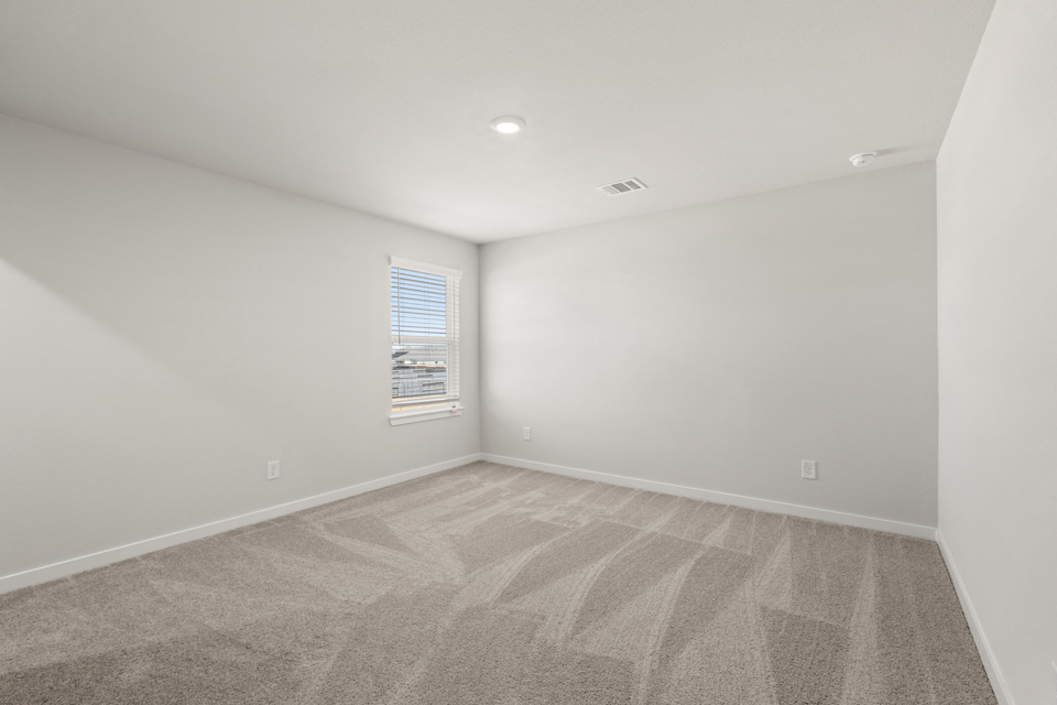 A room with a carpet and a window.