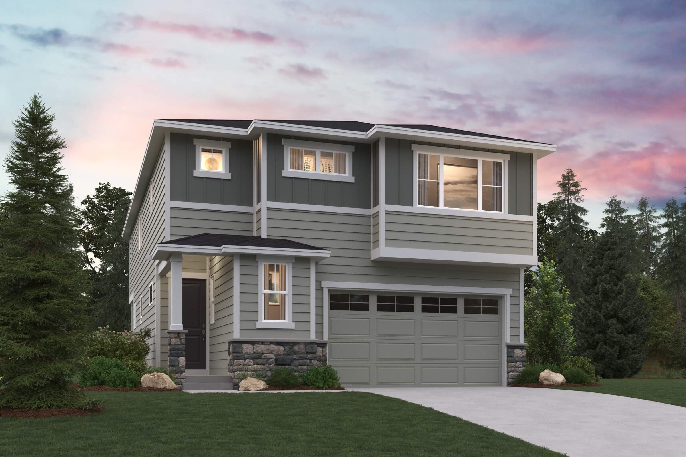 A house with a garage.