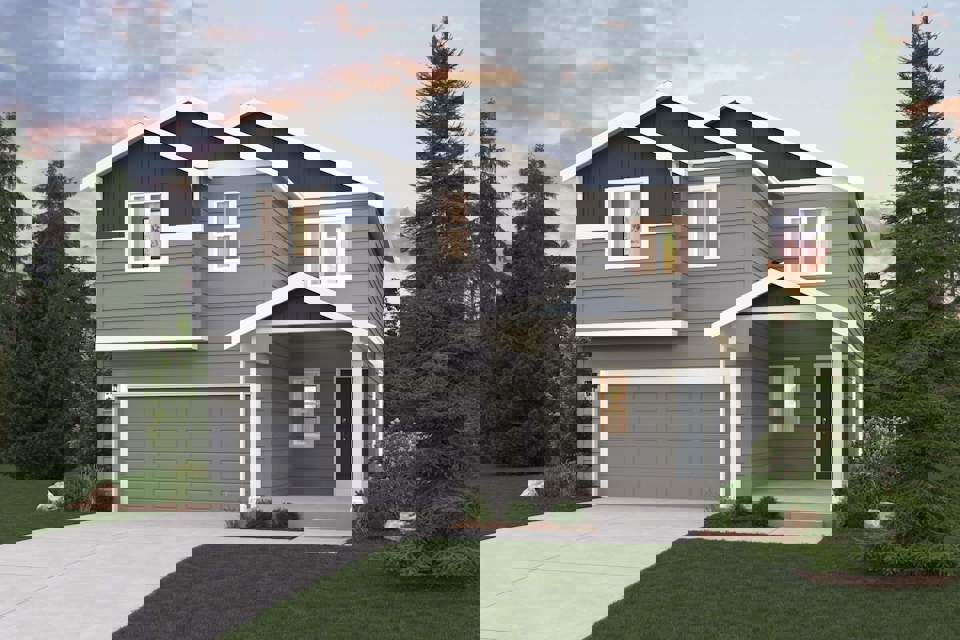 A house with a garage.