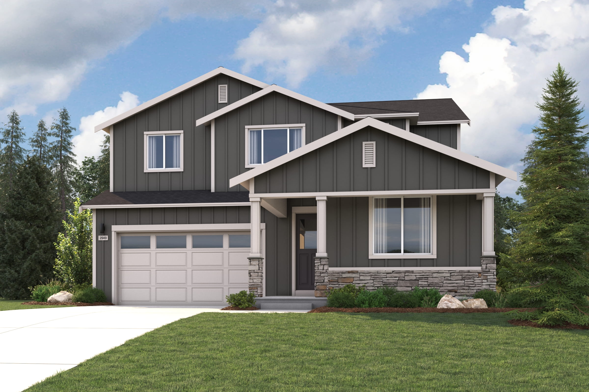 A house with a garage.