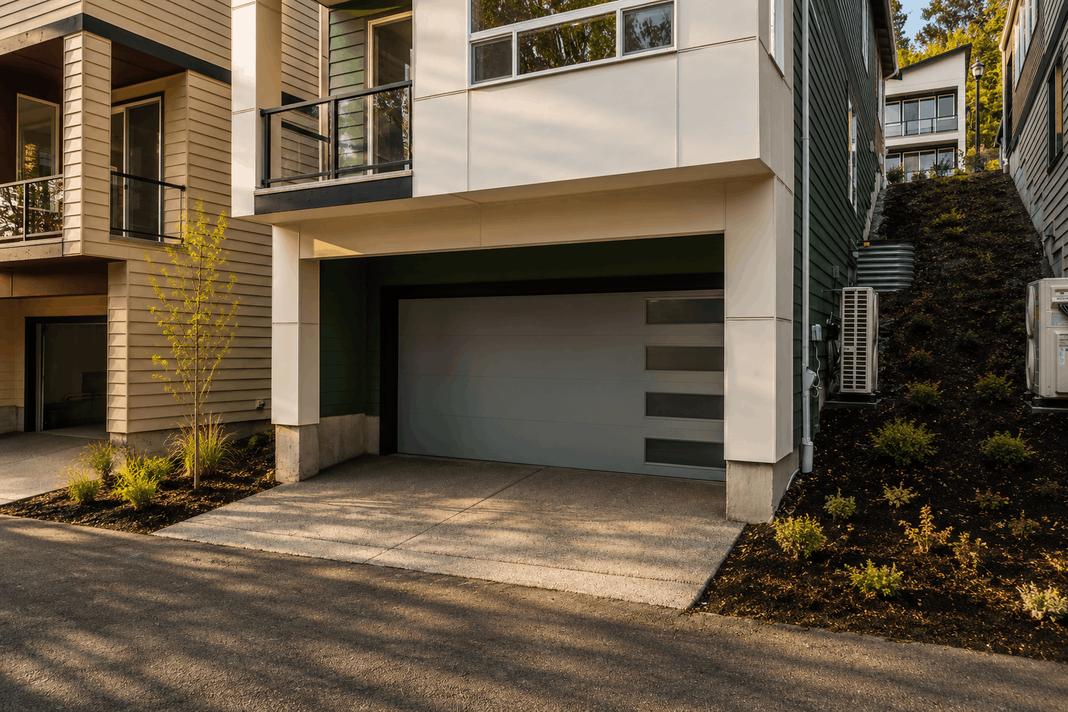 A garage with a garage.