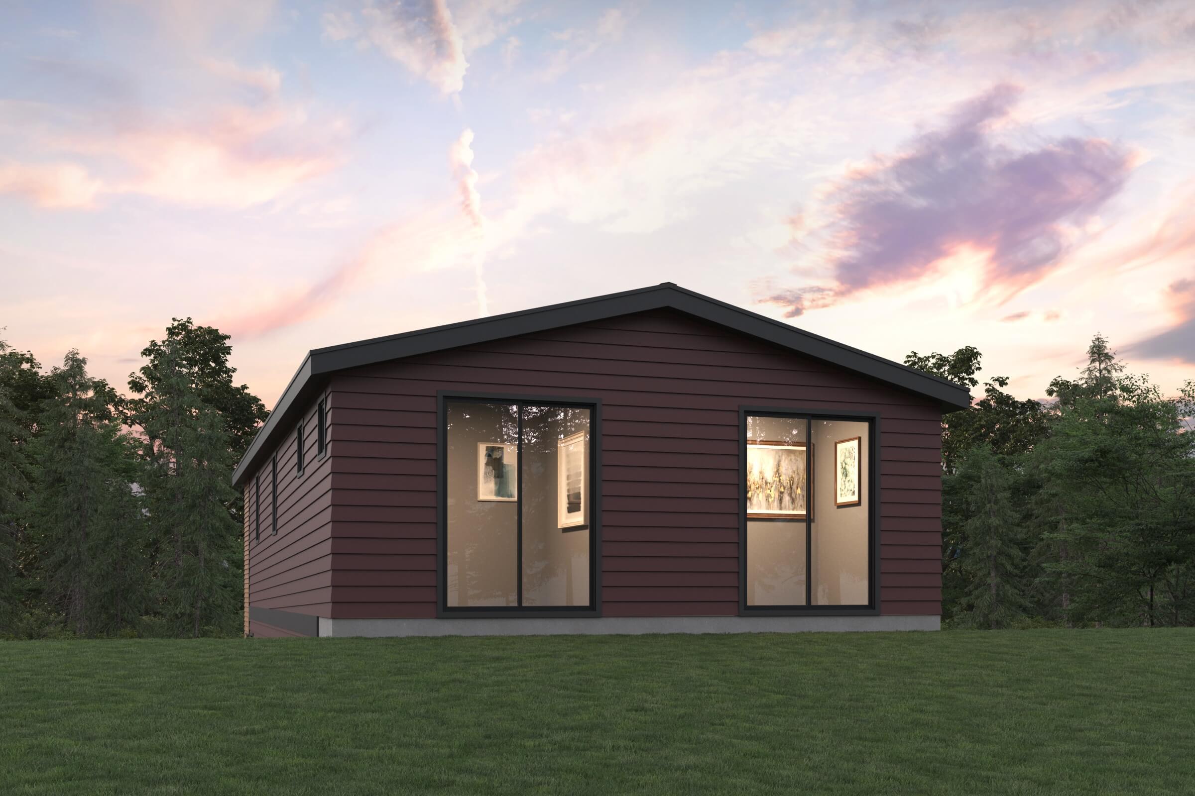 A small house with a grass yard.