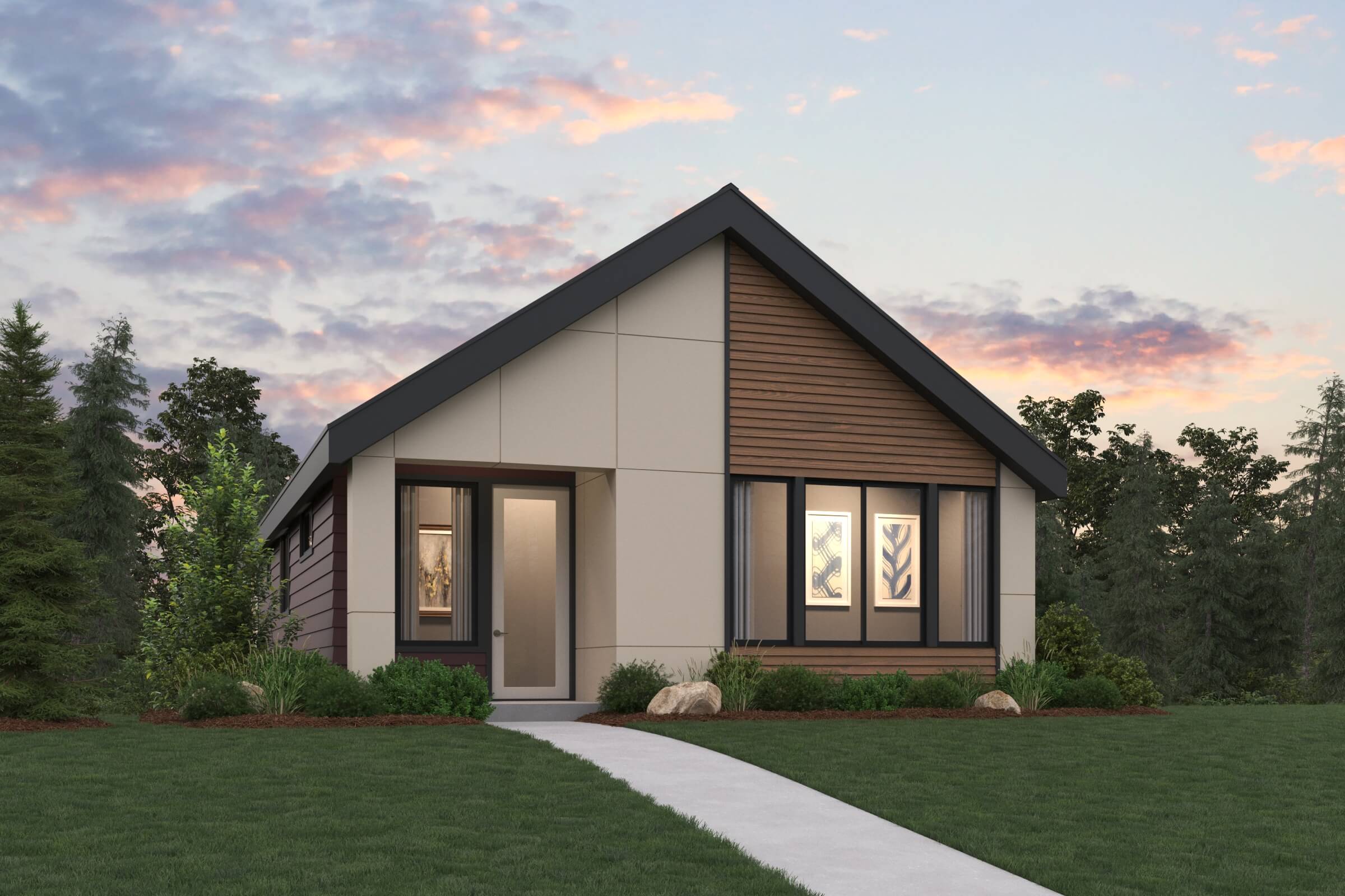 A house with a driveway.