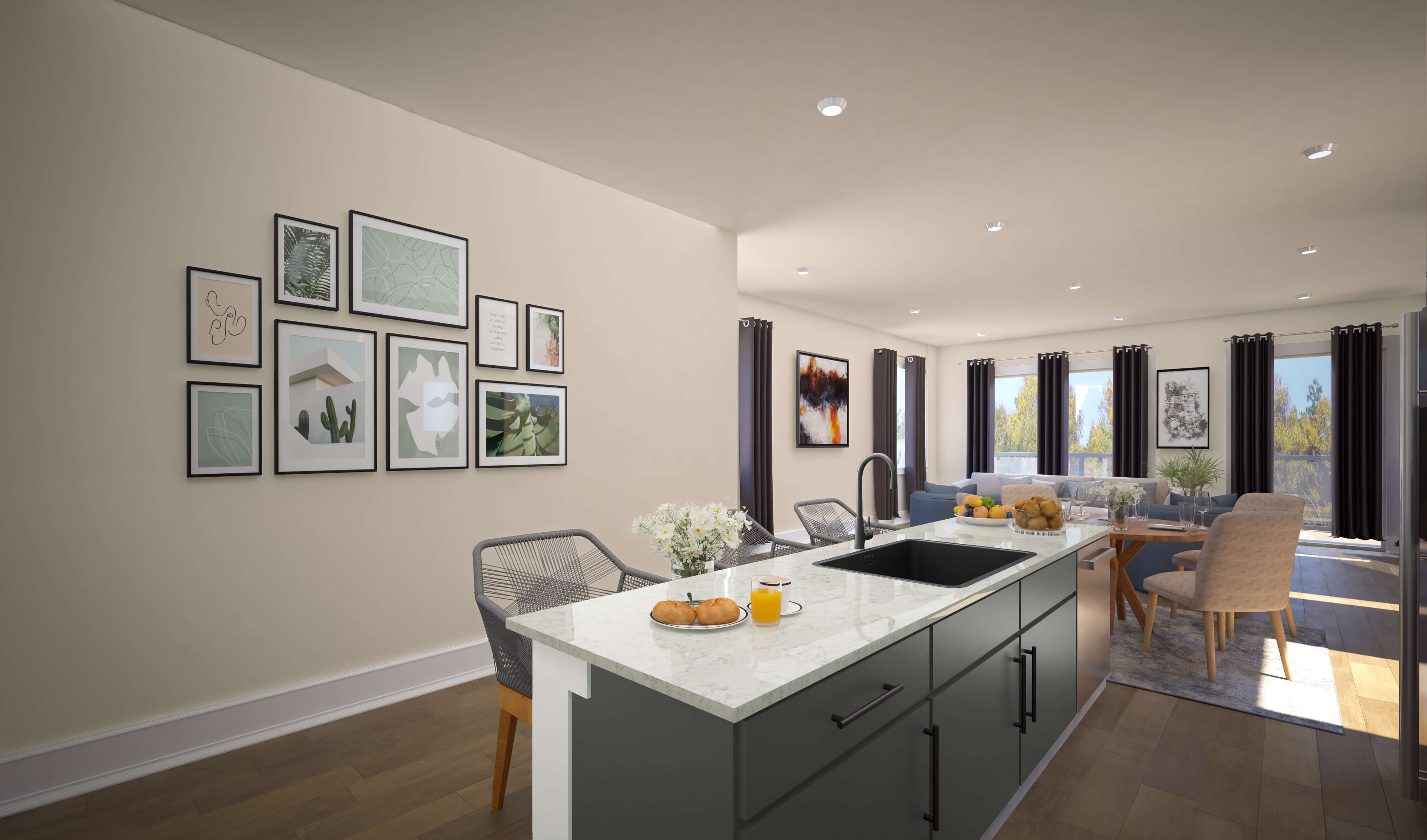 A kitchen with a sink and a tub.