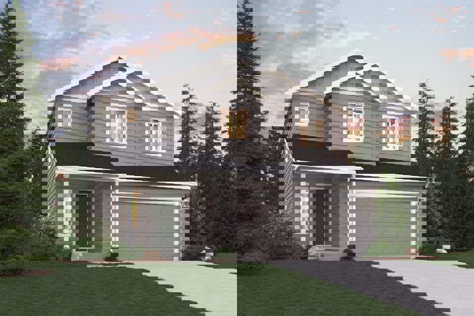 A house with a garage.