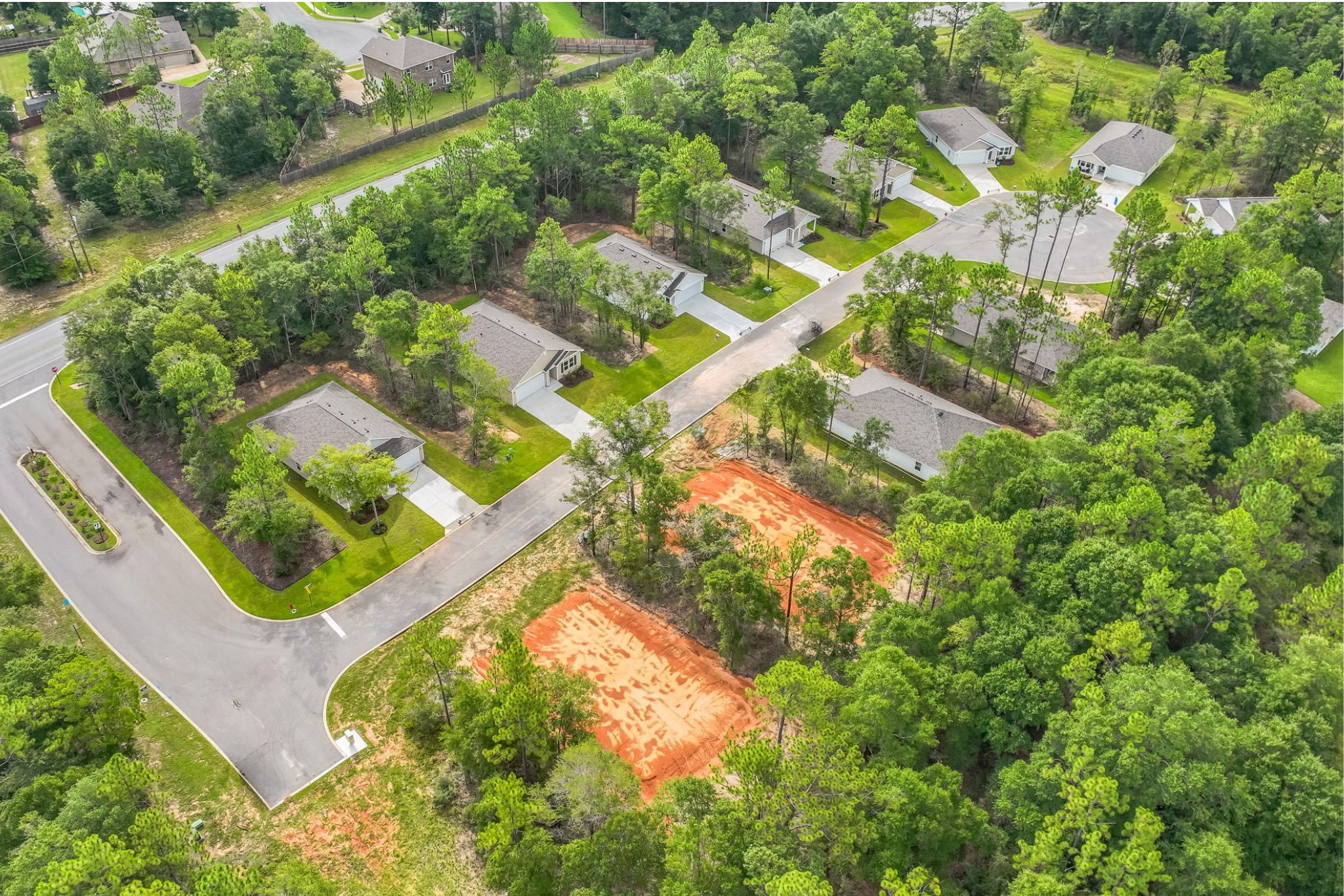 Aerial view of a small town.
