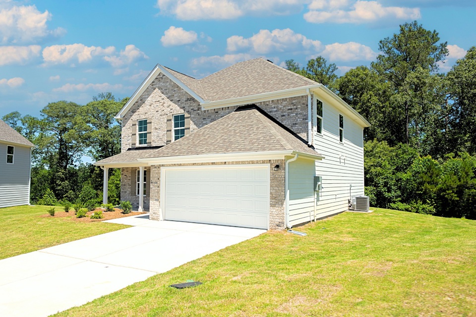 A house with a garage.