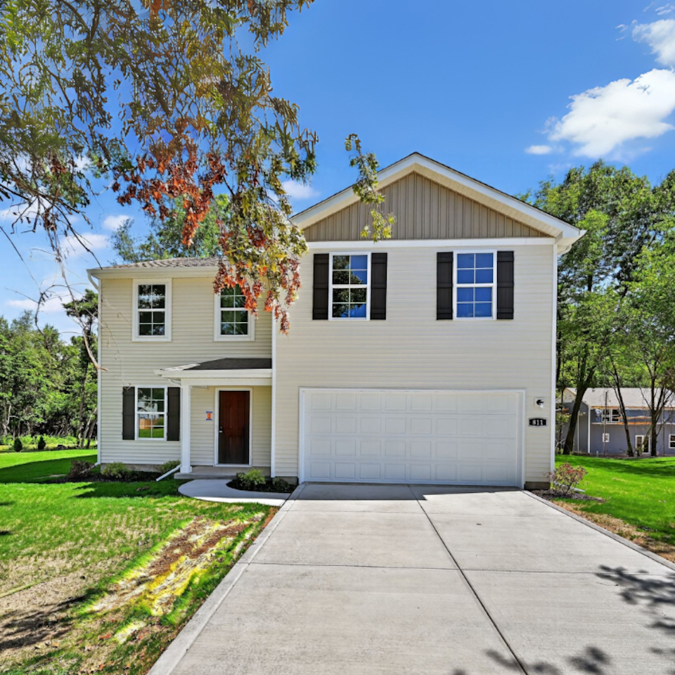 A house with a garage.