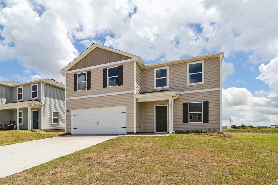A house with a garage.