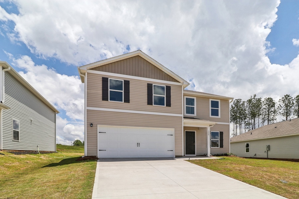 A house with a garage.
