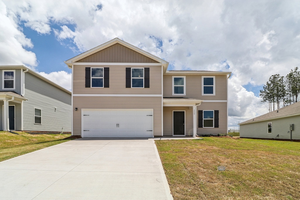 A house with a garage.