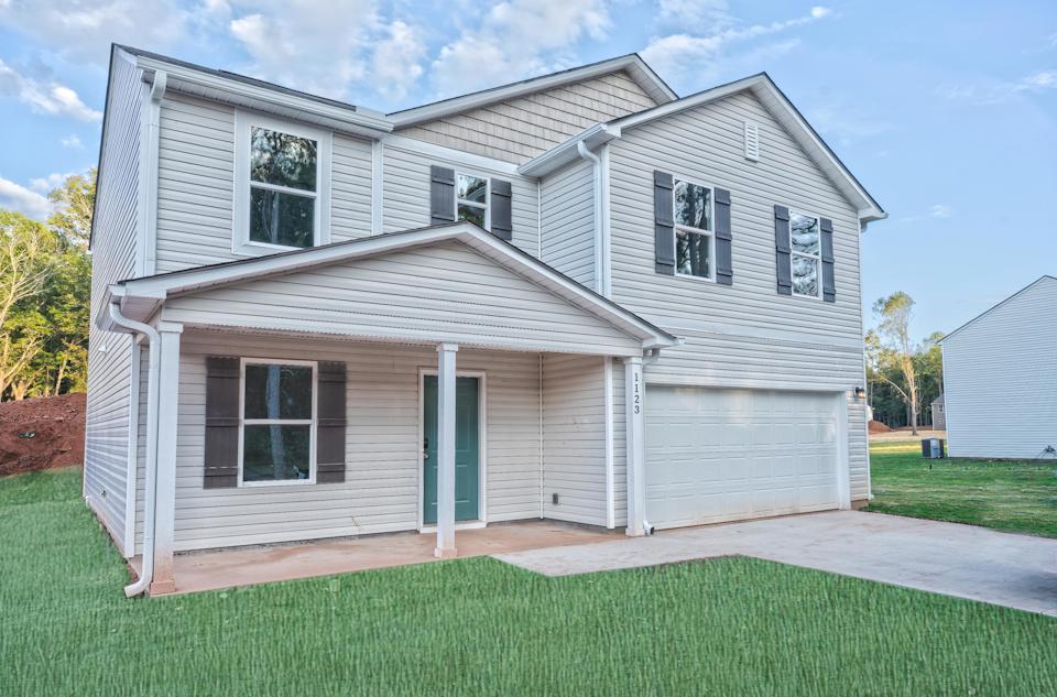 A house with a garage.