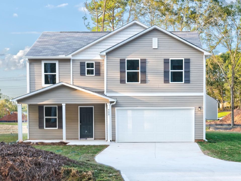 A house with a garage.